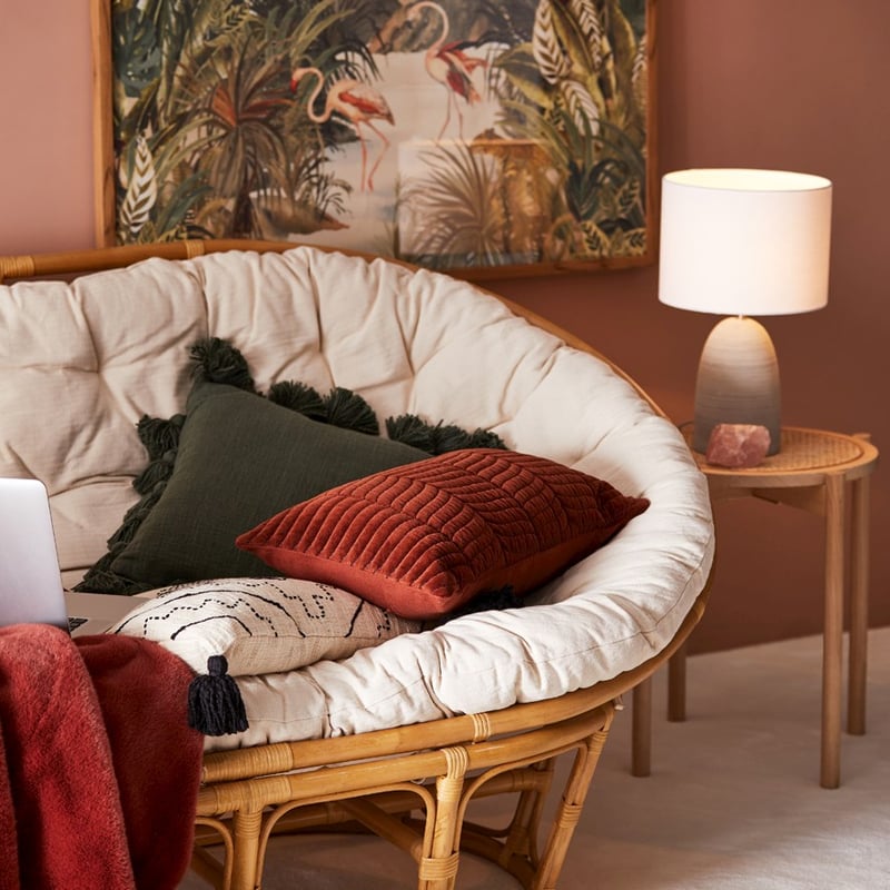 Calgary Rust & Navy Velvet Cushion