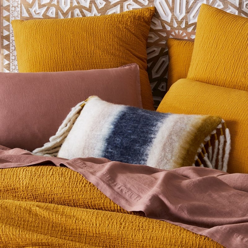 Avery Mustard & Navy Long Cushion