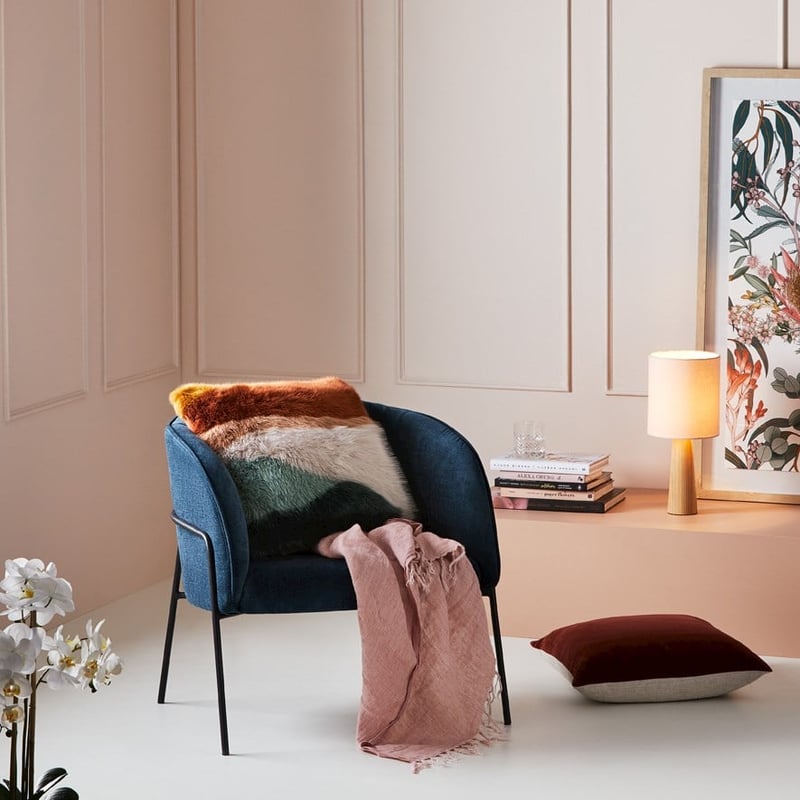 Oslo Green & Mustard Fur Cushion 