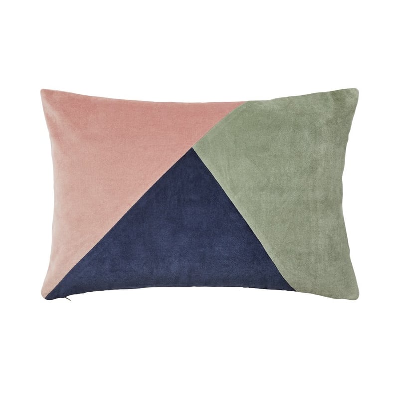 Bombay Splice Misty Pink, Navy &amp; Sage Velvet Cushion