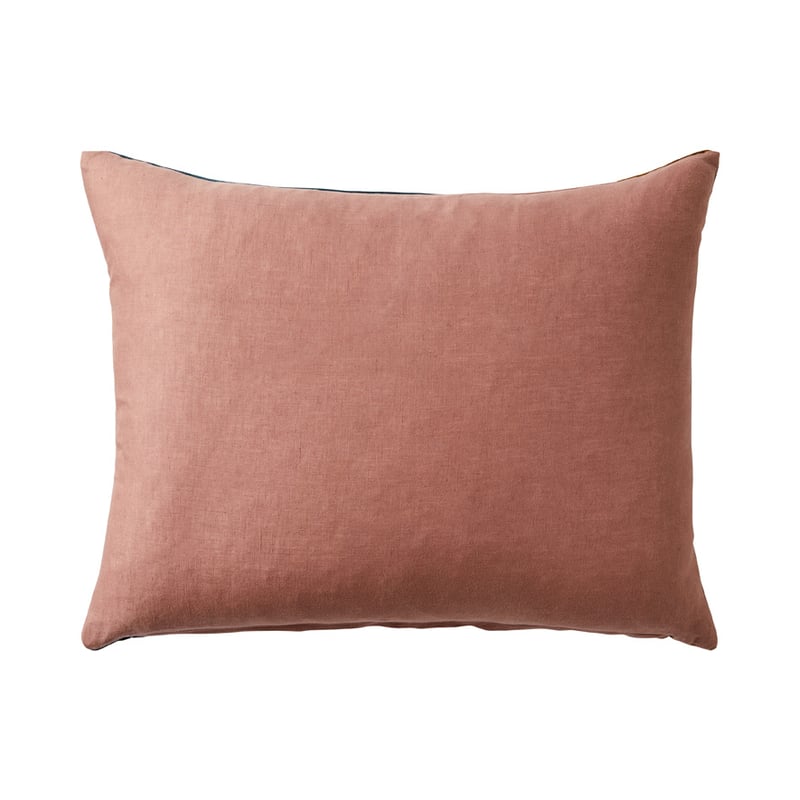 Splice Vintage Washed Linen Rose & Olive Oil & Deep Teal Cushion