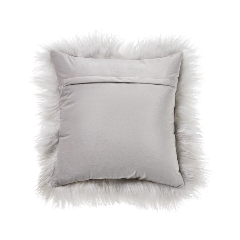 Mongolian Silver Sheepskin Cushion 
