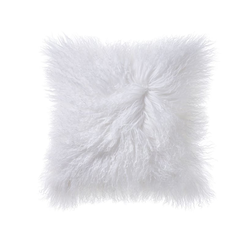 Mongolian Winter White Sheepskin Cushion 
