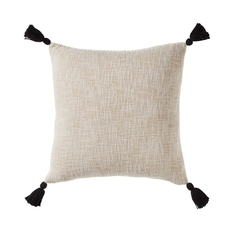 Line Embroidery Natural & Black Cushion