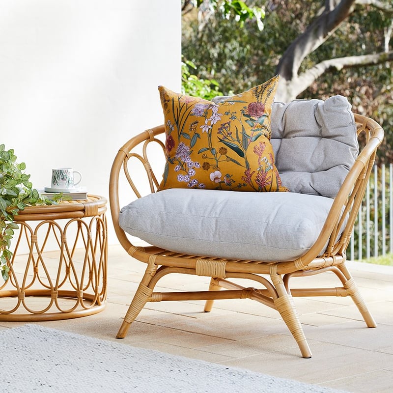 Australian Florals Linen Mustard Cushion