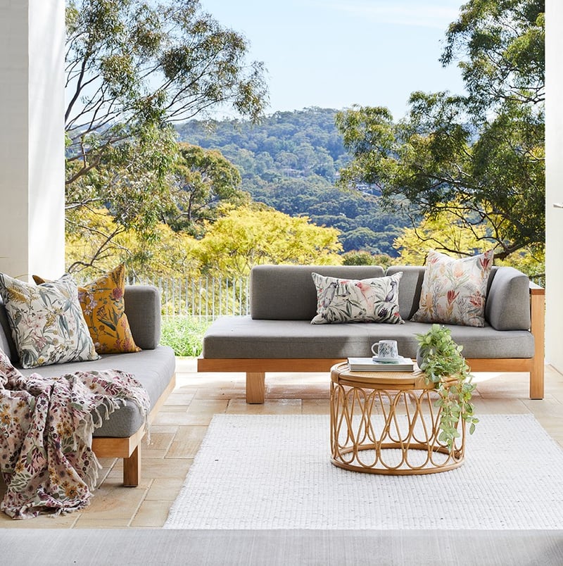 Australian Florals Linen Mustard Cushion