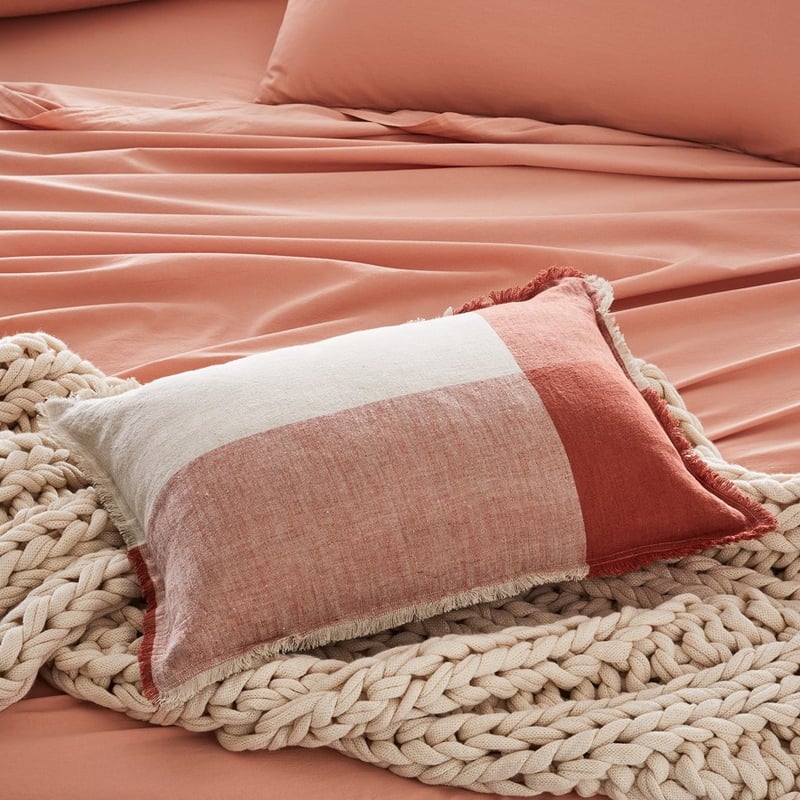 Malmo Rust Check Linen Cushion