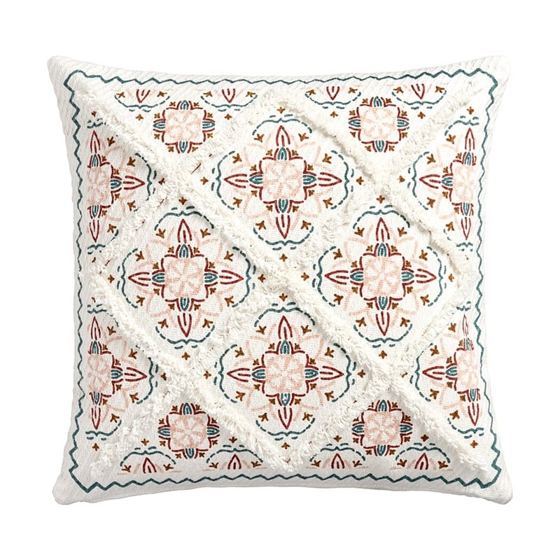 Moroccan Pink & Teal Tufted Cushion