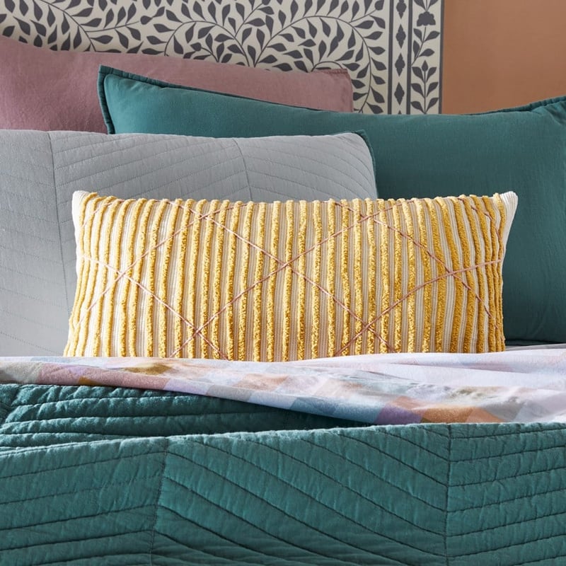 Berkeley Tufted Mustard & Pink Cushion