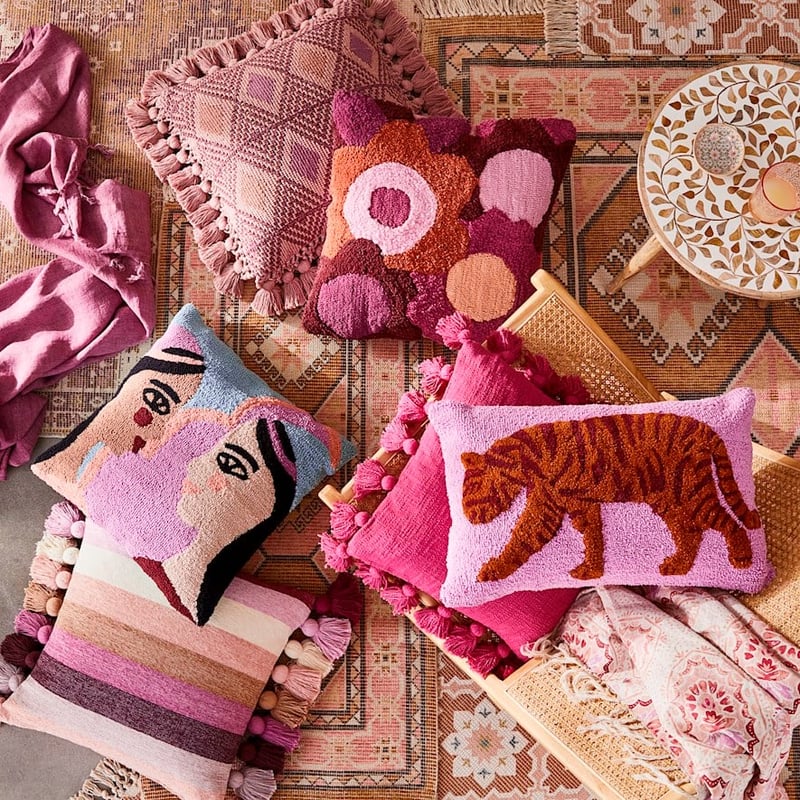 70's Floral Cushion 50x50cm Pinks 