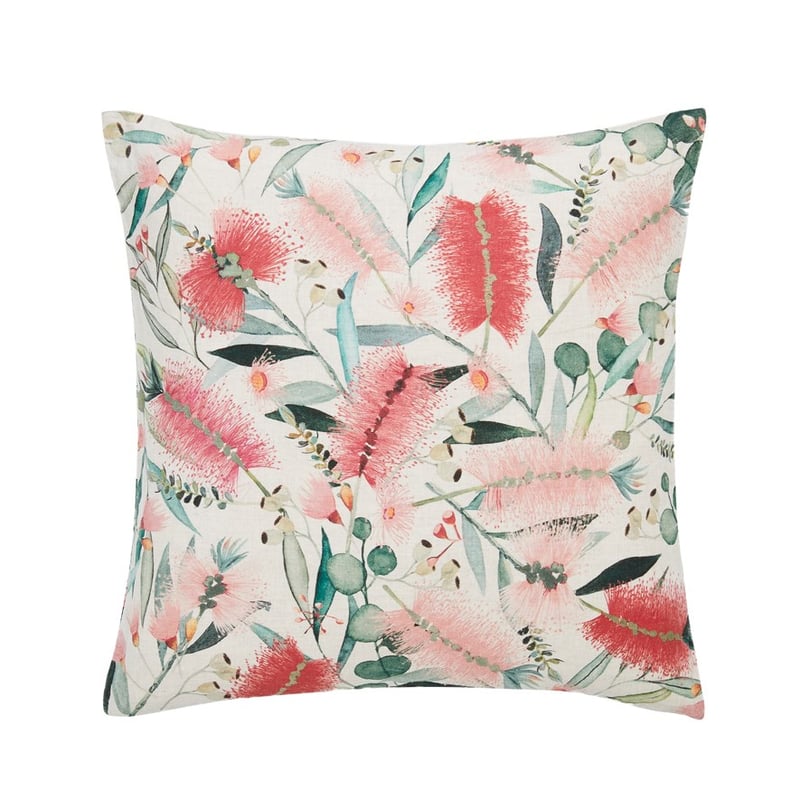 Bottlebrush Floral Linen Red & Pink Cushion