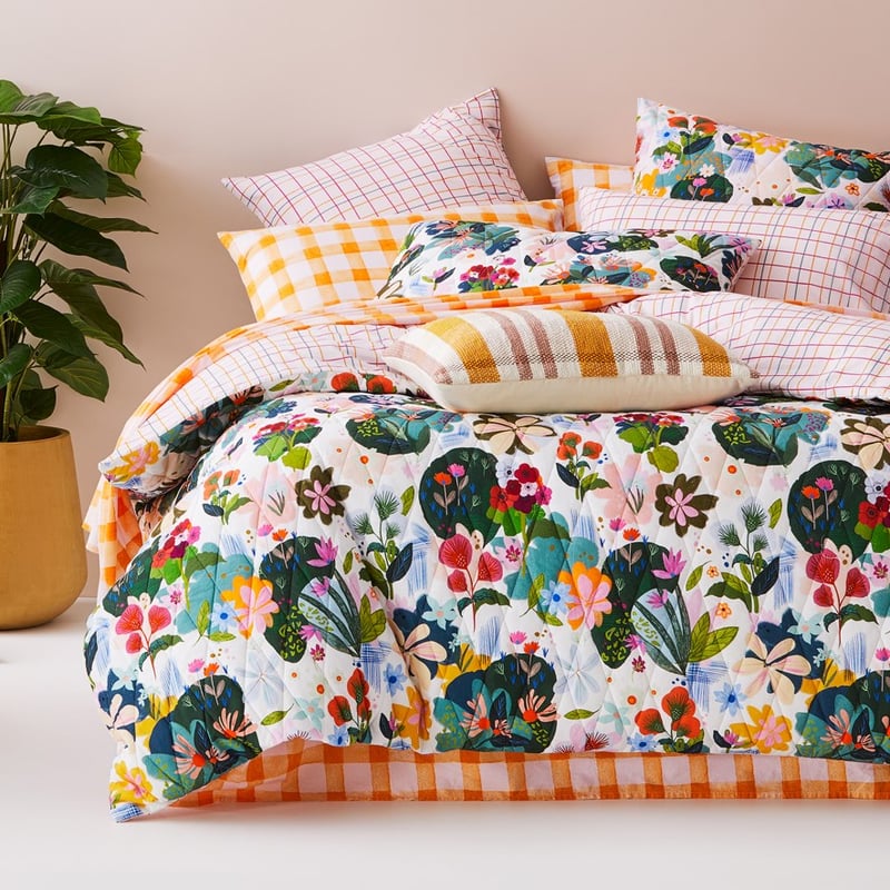 Sierra Mustard & Dusty Rose Check Cushion