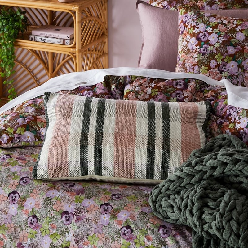 Sierra Nude Pink & Forest Check Cushion