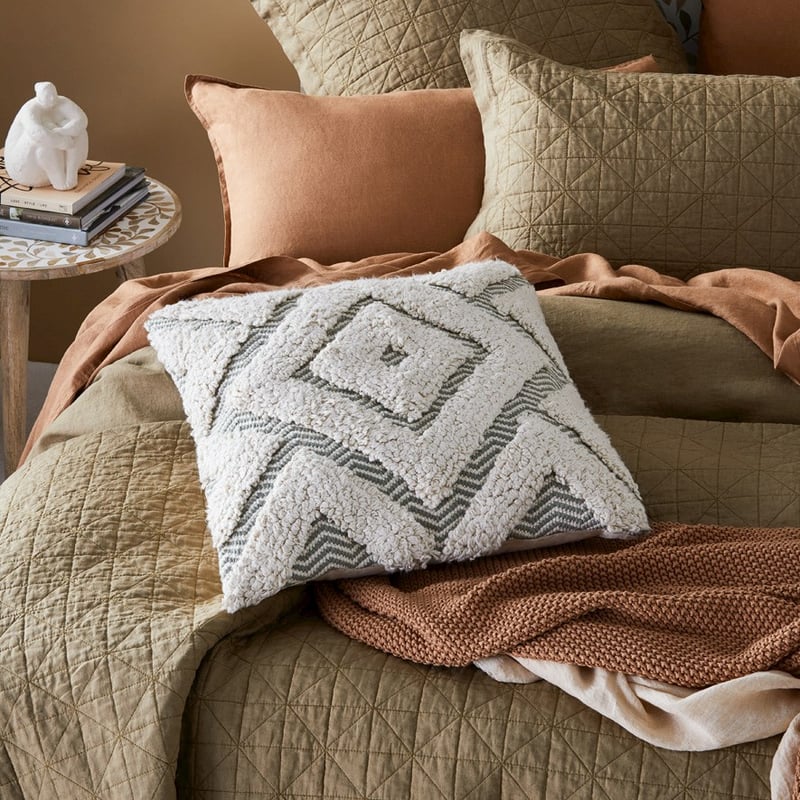 Tulum Natural & Green Cushion