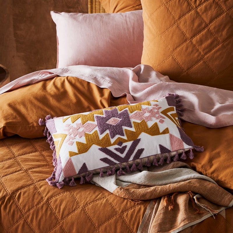 Assakina Pink & Mauve & Bronze Long Cushion 