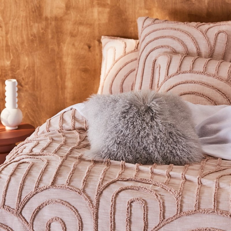Mongolian Silver Sheepskin Cushion 