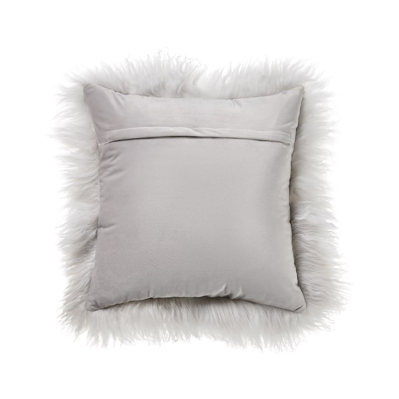 Mongolian Silver Sheepskin Cushion 