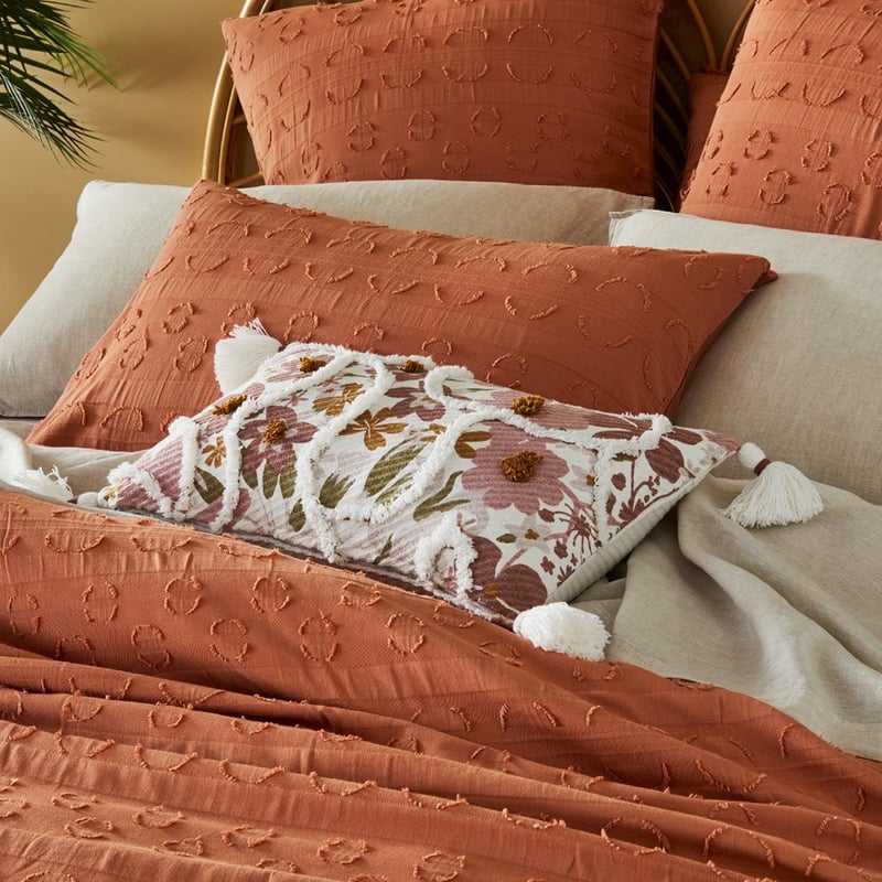 Soulful Hues Pink & White Tufted Cushion 