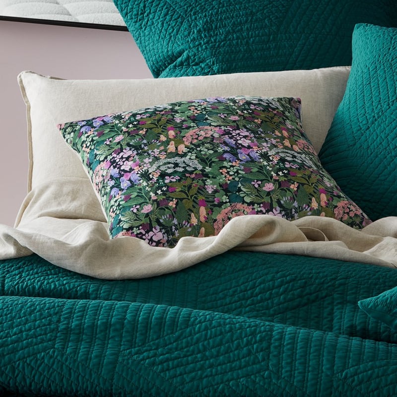 Posy Floral Green Cushion 