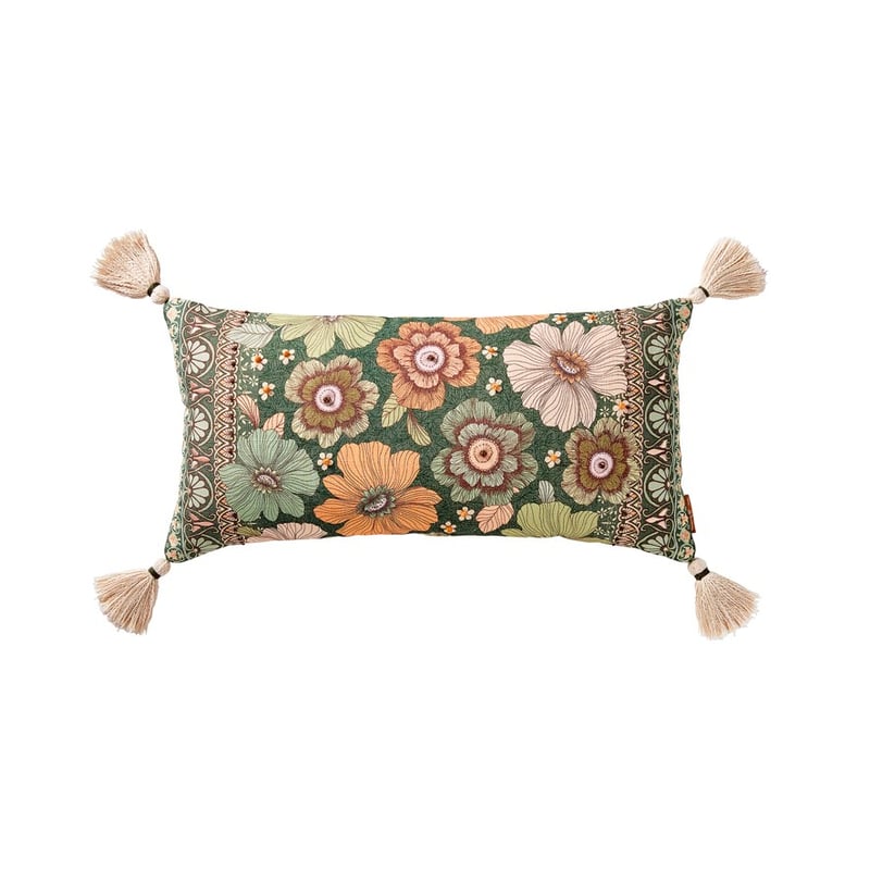 Wandering Folk Emerald Floral Cushion 