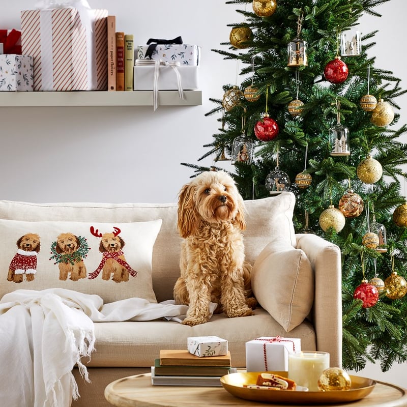 Festive Cavoodles Linen Cushion