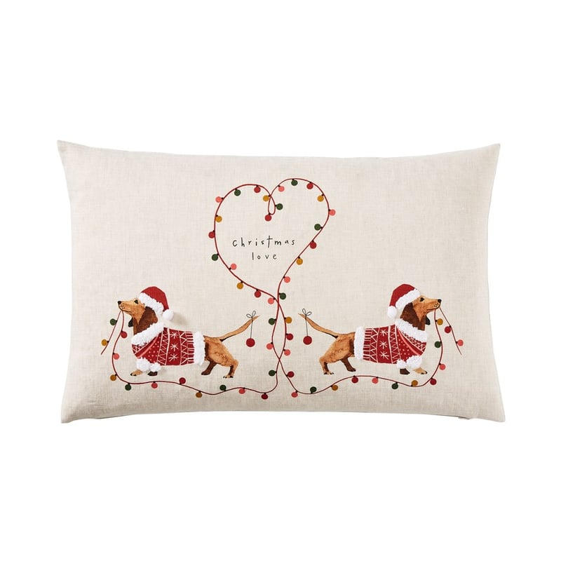 Festive Dachsunds Linen Cushion 