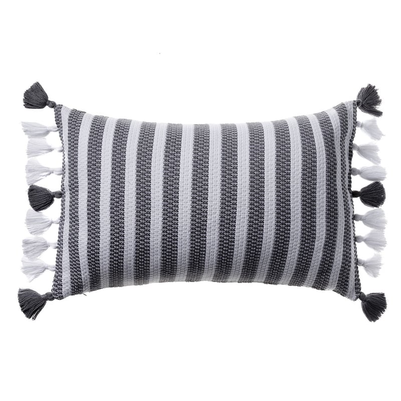 European Collection Bodrum Stripe Grey and White Long Cushion