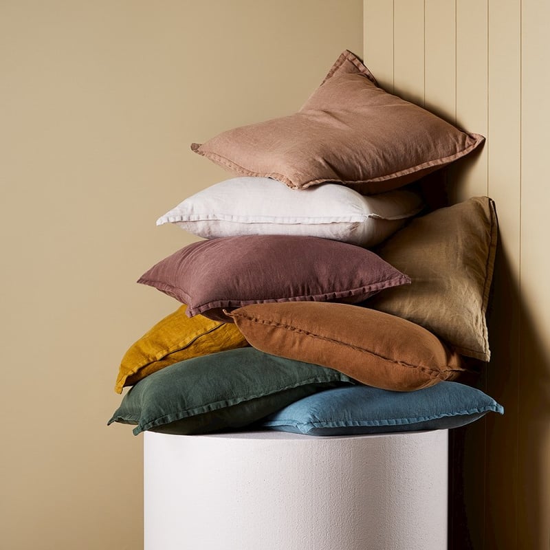 Belgian Deep Sage Vintage Washed Linen Cushion