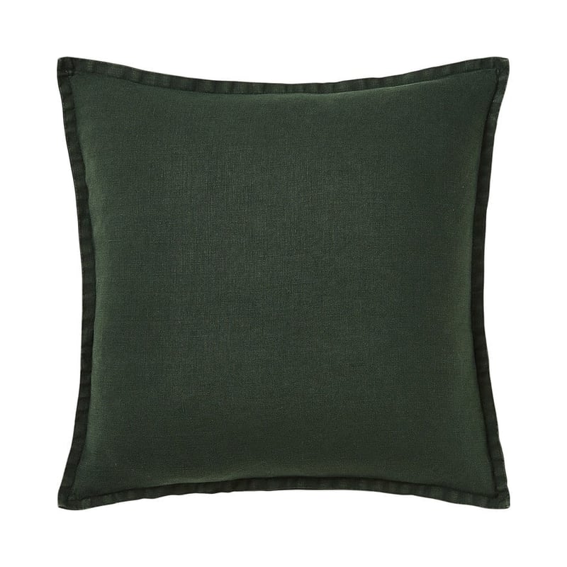 Belgian Deep Green Vintage Washed Linen Cushion