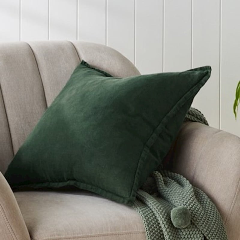 Belgian Deep Green Vintage Washed Linen Cushion