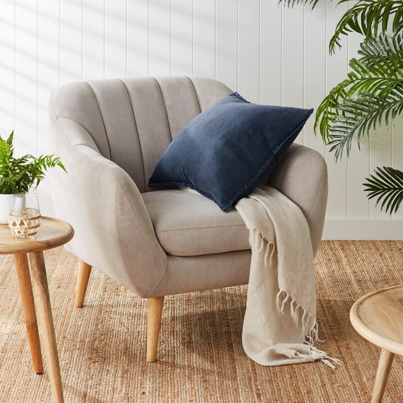 Belgian Slate Vintage Washed Linen Cushion