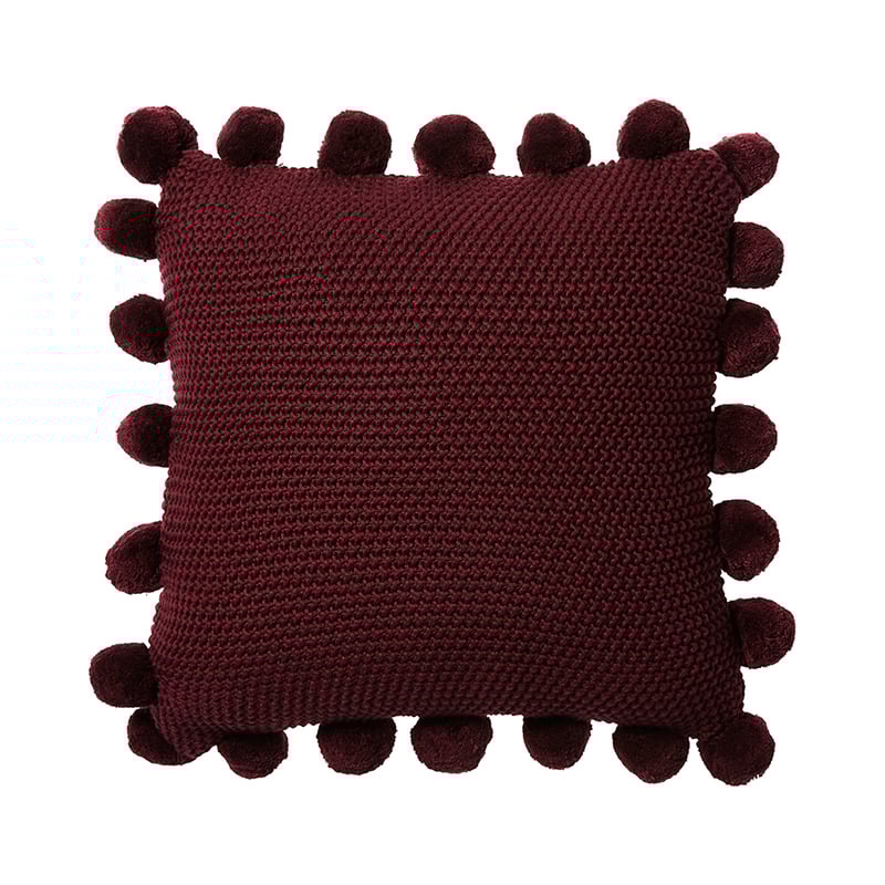 Pom Pom Burgundy Cushion