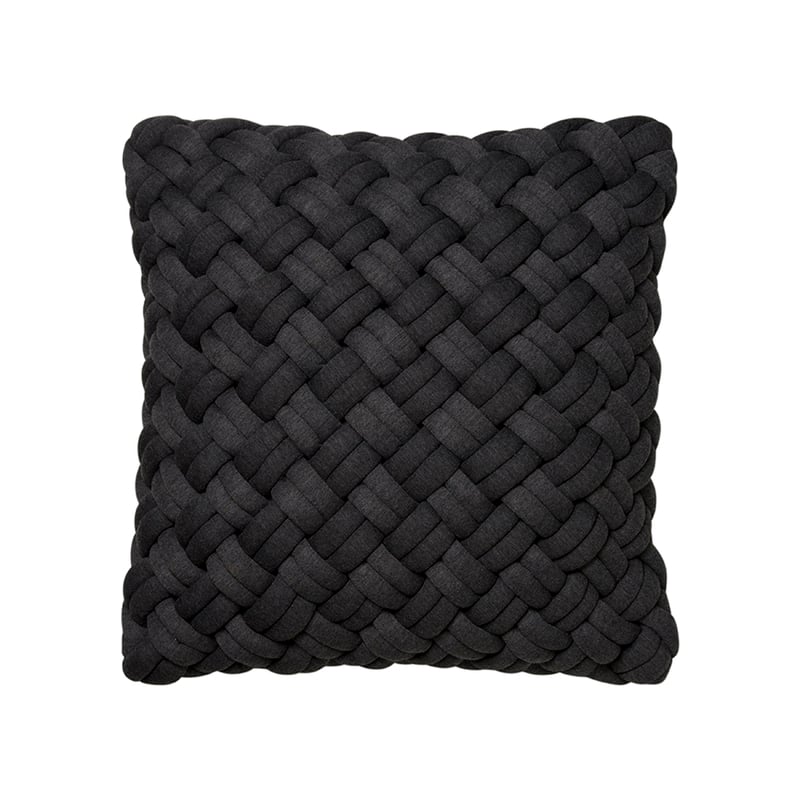 Jersey Chunky Knit Cushion in Coal Marle
