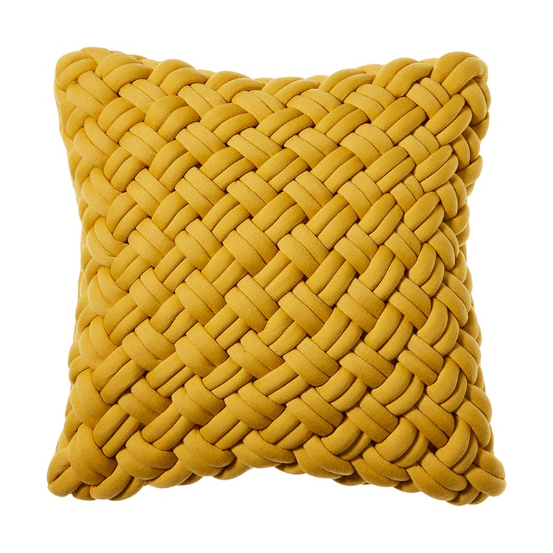 Jersey Chunky Knit Cushion Mustard