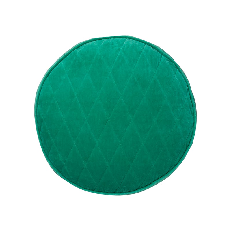 Velvet Jewel Round Quilted Cushion Jade