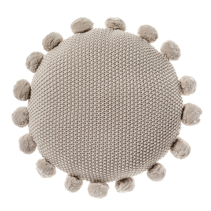 Round Pom Pom Cushion Natural 