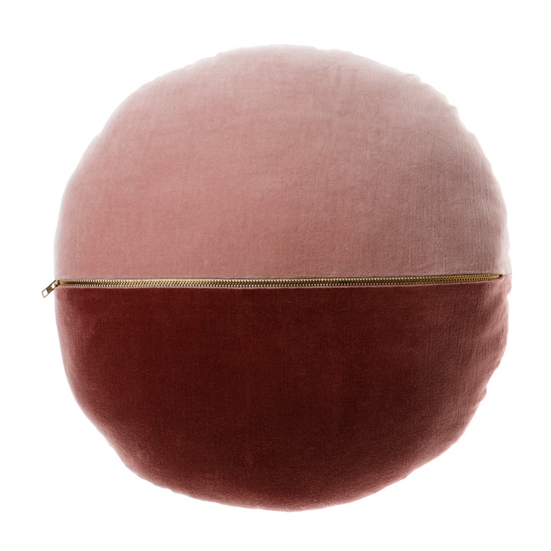 Cali Tonal Round Velvet Cushion in Rose & Blush 