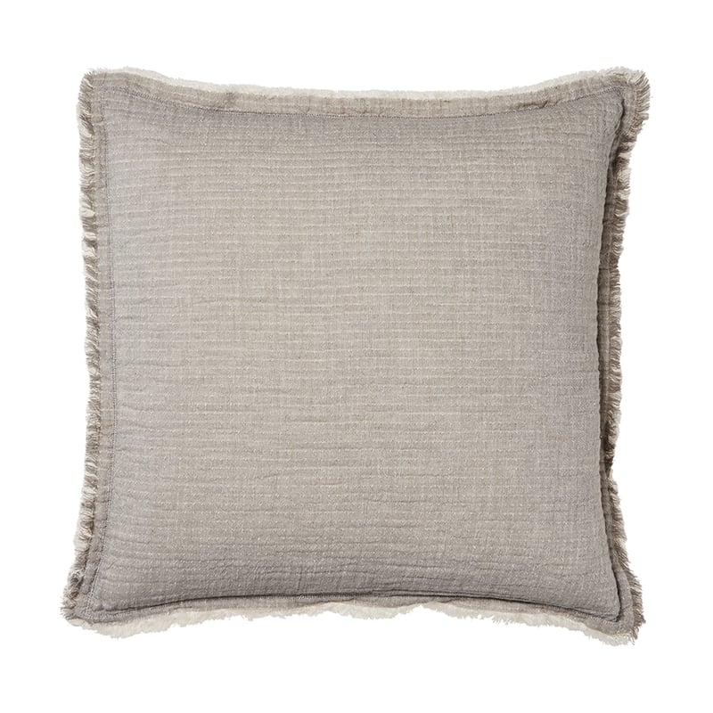 Savana Vintage Washed Fringed Silver Cushion