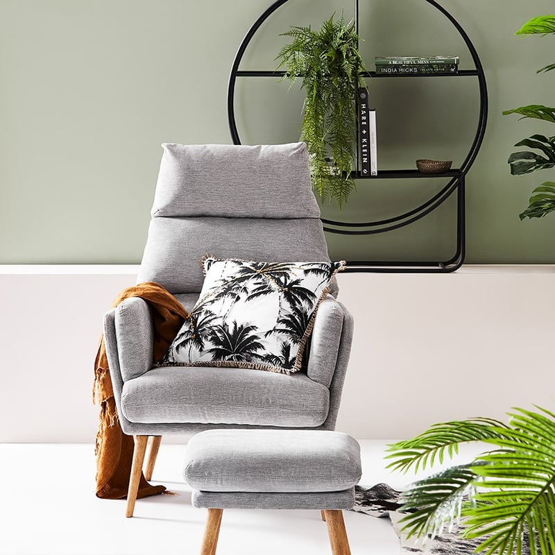 Key West Palms Black & Mustard Cushion