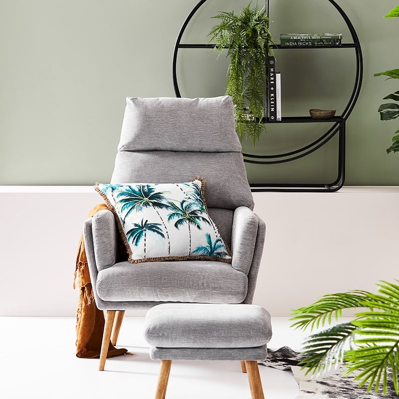 Key West Palms Cushion Teal 