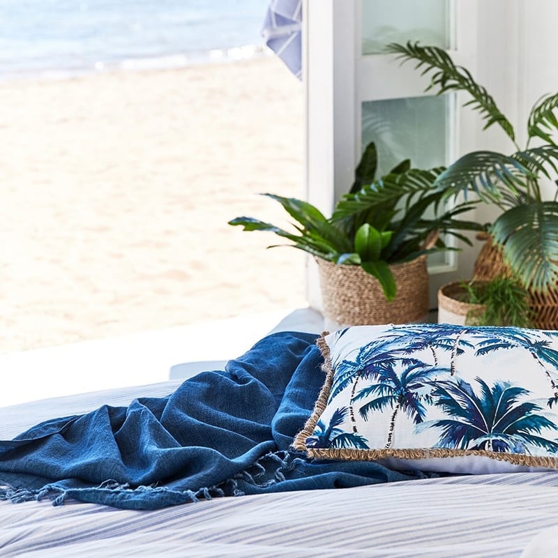 Key West Palms Cushion Indigo 