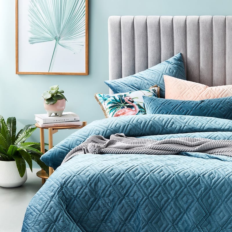 Key West Palms Cushion Teal Flamingo 