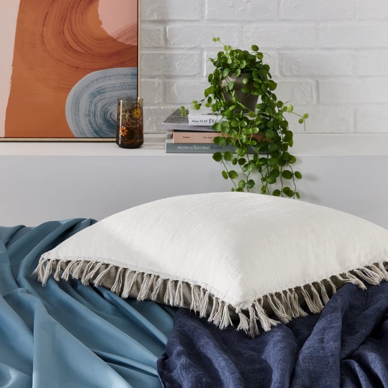 Genoa Vintage Washed White Linen Cushion 