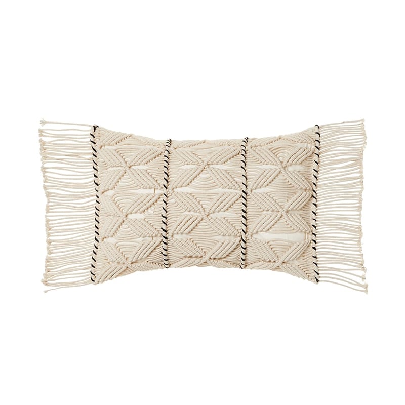 San Remo Macrame Cushion Natural & Black 