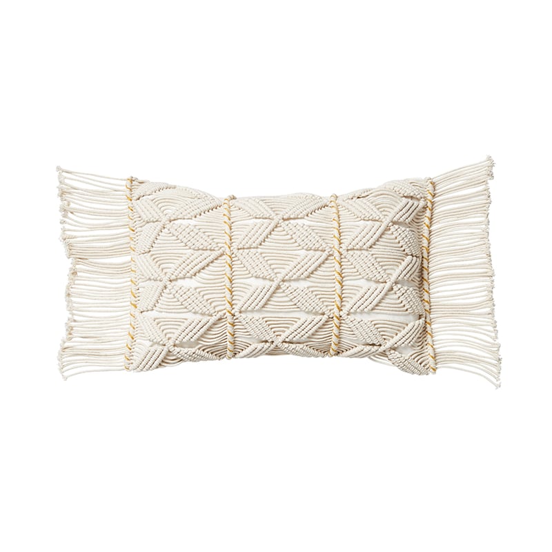 San Remo Macrame Cushion Natural & Mustard 