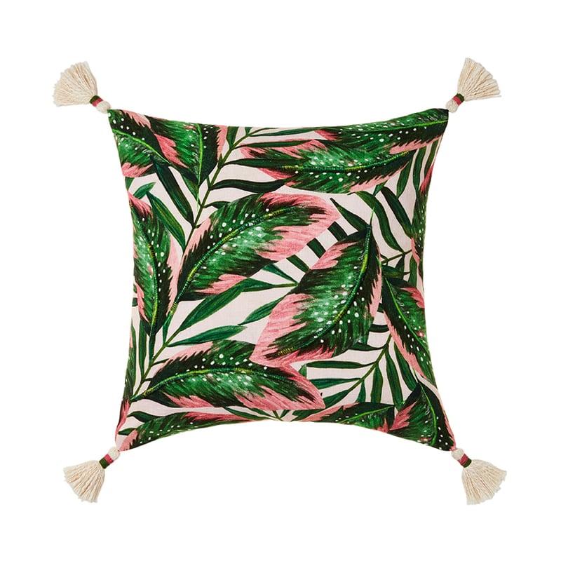 Vintage Jungle Cushion Pink Daintree Leaf