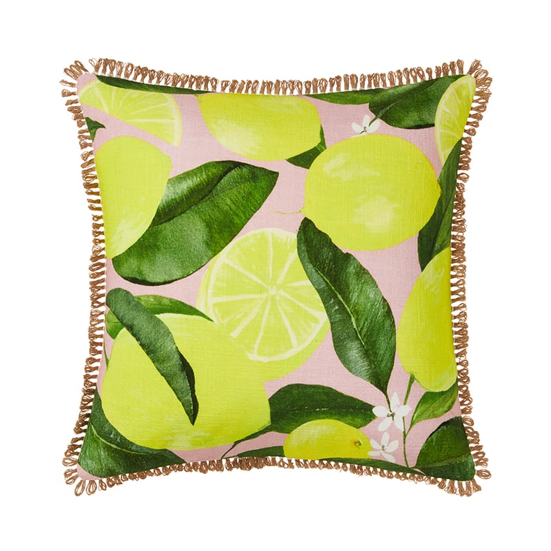 Vintage Jungle Cushion Yellow Lemon Leaf 