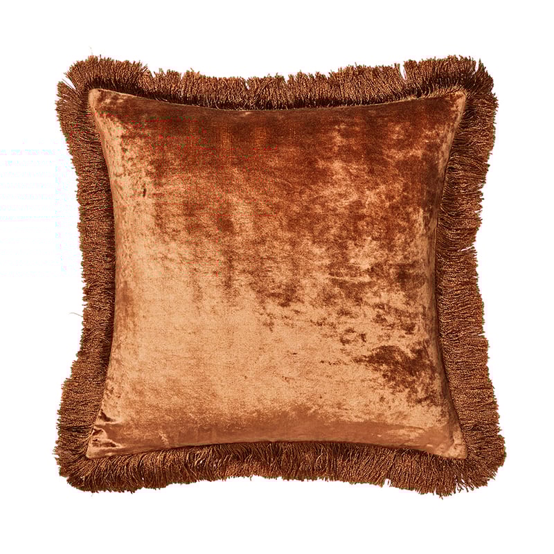 Evelyn Velvet Fringed Cushion Bronze
