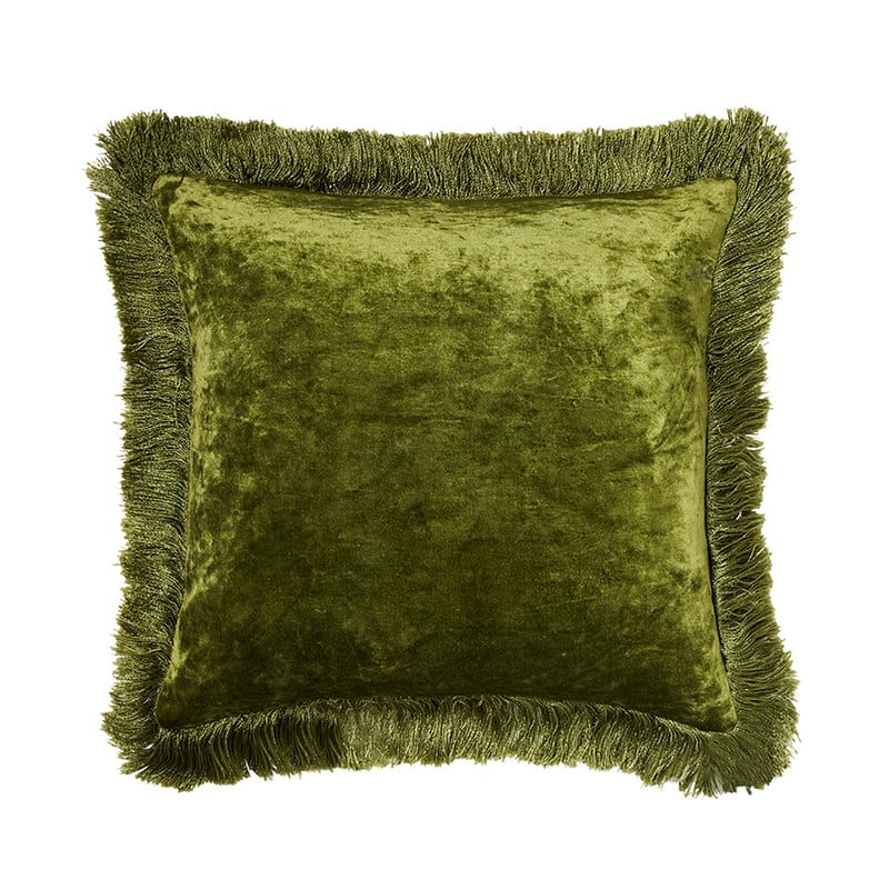 Evelyn Velvet Fringed Cushion Moss 