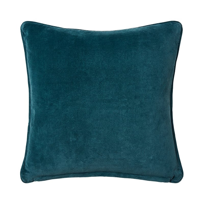 Mongolian Garden Velvet Cushion 50x50cm Teal 